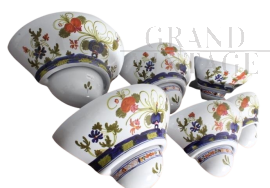 Set of six painted ceramic wall lights, Faenza model, signed Giordano