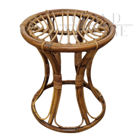 Round stool in bamboo and rattan 