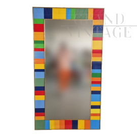 Design mirror covered with multicolored glass tiles