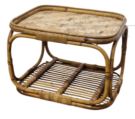 Low coffee table in woven bamboo and rattan 