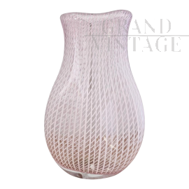 Colizza vase in pink Murano artistic glass with weavings