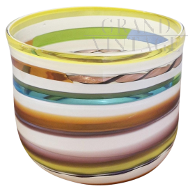 Colizza Murano glass vase with colored stripes