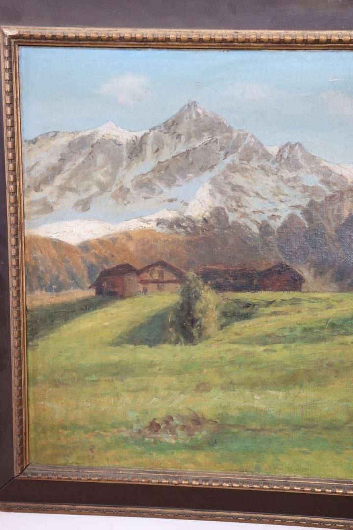 Quadro olio su tela di paesaggio montano (554)