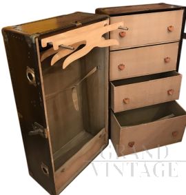 20th century travel trunk with drawers