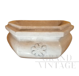 Antique style handcrafted white marble stoup         