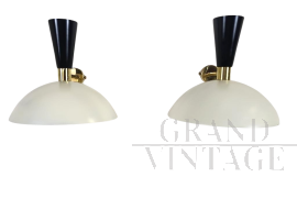 Vintage mid-century Italian Stilnovo style wall lamps, 1970s    