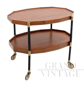 Wooden serving trolley, Italian mid-century from the 1950s