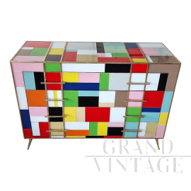4-drawer dresser with multicolored glass tiles        