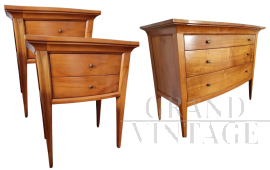 Pregno vintage chest of drawers and bedside tables in Italian walnut