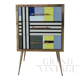 Vintage style small dresser covered with Murano glass tiles   