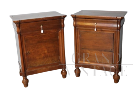 Pair of antique 19th century capuchin bedside tables in walnut