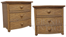 Pair of woven bamboo dressers    