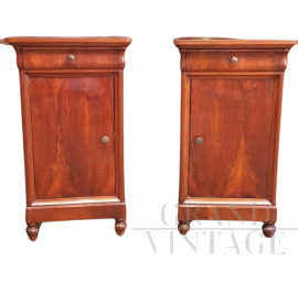 Pair of antique Louis Philippe Capuchin bedside tables with gorge