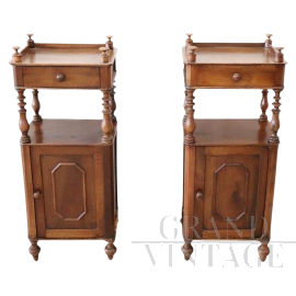 Pair of antique Louis Philippe bedside tables cabinets from the 19th century         