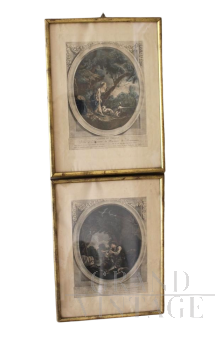 Pair of antique prints dedicated to the Marquise Madame de Montesquiou
