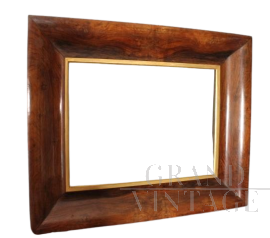 Antique Charles X tray frame in walnut with gold leaf