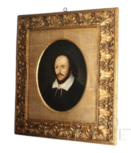 Antique painting with portrait of Shakespeare