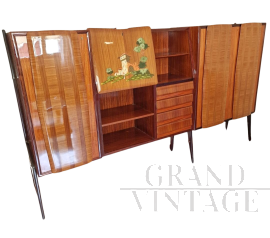 Large vintage wall unit cabinet from the 50s - 60s, Italian mid-century      