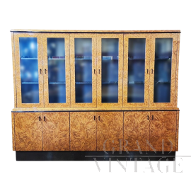 Large double-body art deco display bookcase in thuja briar