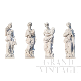 Group of 4 sculptures depicting the Four Seasons in white marble
