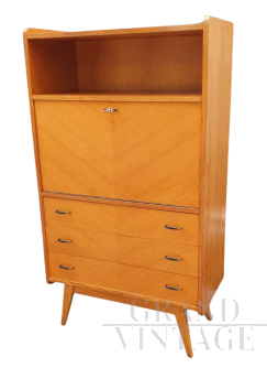 Vintage highboard with drop-down desk and drawers, 1950s
