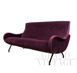 Italian lady style velvet purple sofa, 1960s