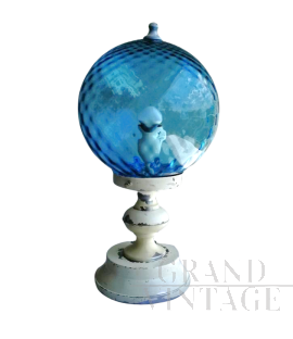 70s table lamp with light blue glass  
