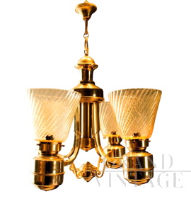 Art deco Murano glass chandelier, 1940s    