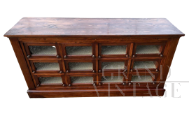 Antique pasta shop counter cabinet in solid larch from the mid-19th century