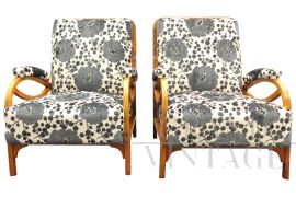 Pair of original Thonet armchairs in Viennese velvet