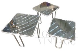 Trio of vintage glass coffee tables