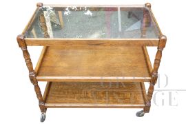 English 1930s art deco trolley with glass top