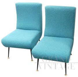 50s ARMCHAIRS IN BOUCLÈ WOOL