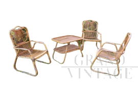 Set of armchairs and table in wicker