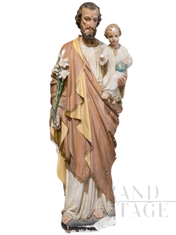 Saint Joseph with son, sacred art, early 1900s.