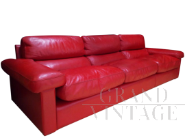 Red leather sofa by Poltrona Frau