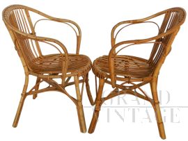 ARMCHAIRS SET IN WICKER, 1970s