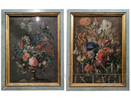 Pair of still lifes with flowers, 18th century