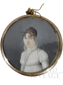 Portrait of a woman, miniature on ivory, 1800s 