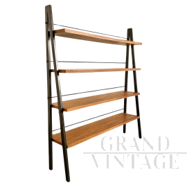 Small iron and teak ladder bookcase from the 1960s