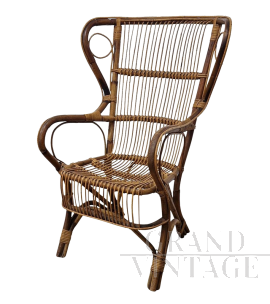 Design armchair in bamboo and rattan