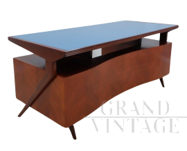 Vintage desk with a curved shape, Italian mid-century design from the 1950s