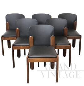 Set of 6 chairs designed by Silvio Coppola for Bernini in black leather