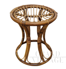 Round stool in bamboo and rattan 