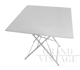 Vintage white iron folding garden table
