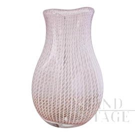 Colizza vase in pink Murano artistic glass with weavings