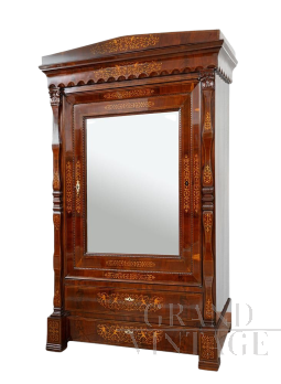 Antique Neapolitan Smith wardrobe in mahogany feather