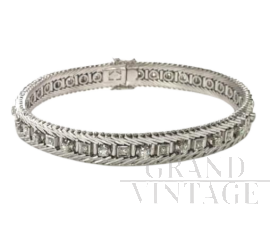 Bracciale da donna a maglie in oro bianco con diamanti                            