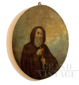 Antique painting from the 17th century depicting Saint Francis of Paola