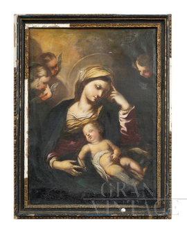 Francesco Solimena - Dipinto antico Madonna col Bambino                            